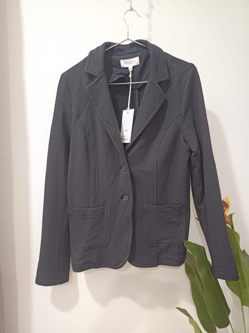 Blazer gri antracit jersey organic slim fit Thought - față