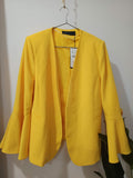 Blazer galben solar fără rever mâneci flare Zara Woman - față