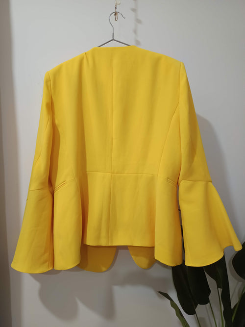 Blazer galben solar mâneci flare Zara Woman - spate