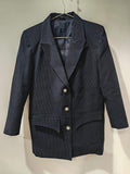 Blazer Bleumarin Pinstripe Oversized cu Nasturi Argintii