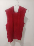 Vestă tricotată roșu open-front cowl față