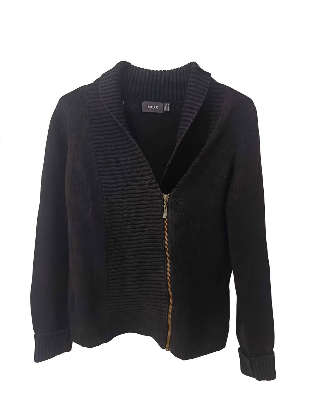 Cardigan Tricotat Mexx Negru Fermoar Auriu – Mărimea M
