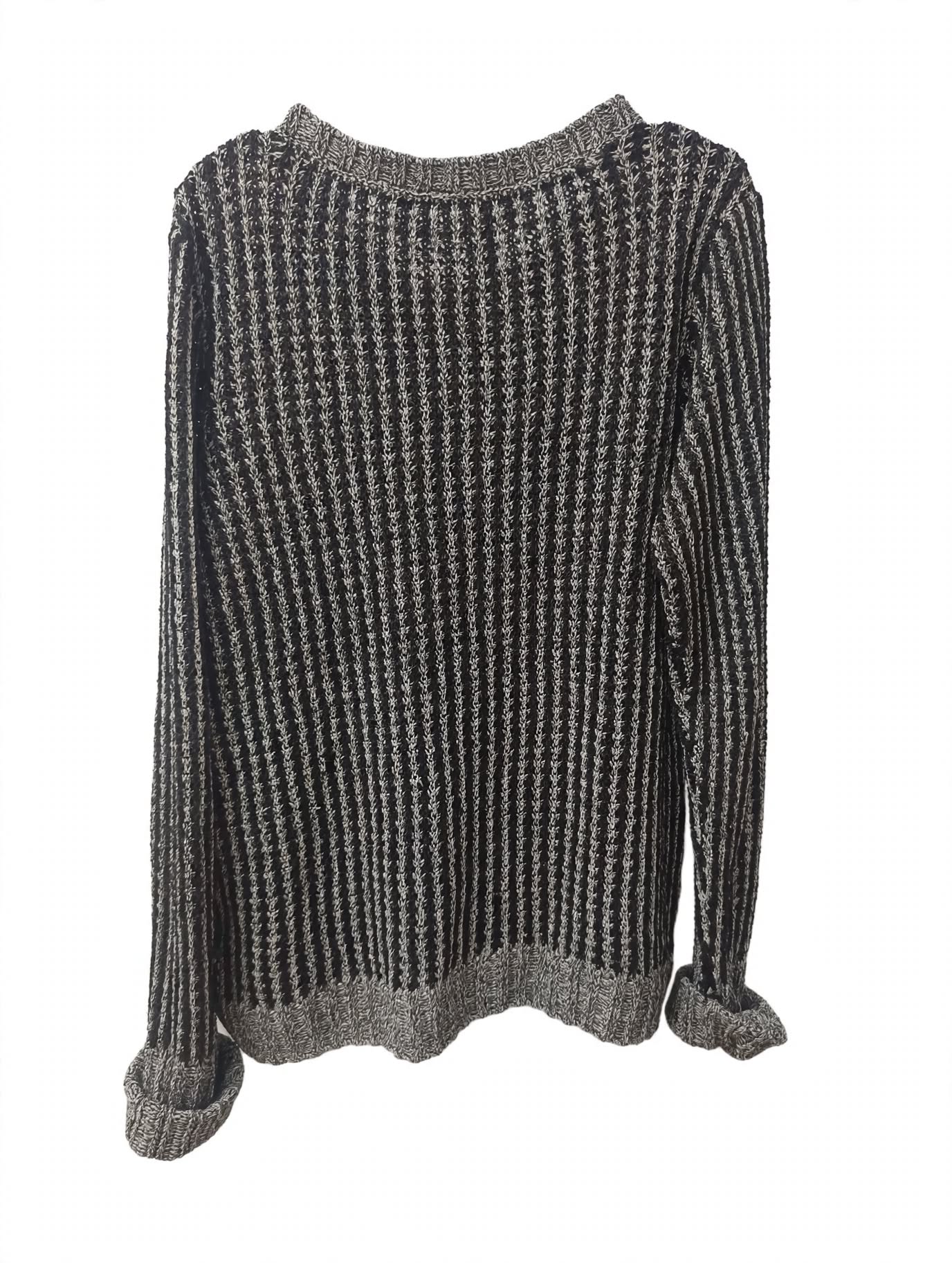 Pulover Chunky Knit Flame Negru-Alb Melanj – Mărimea L/XL