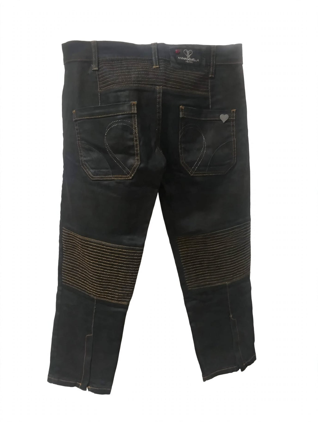 Jeans Animagemella Milano Negru Moto Biker Ankle Zip – Mărimea 38 (IT 40)