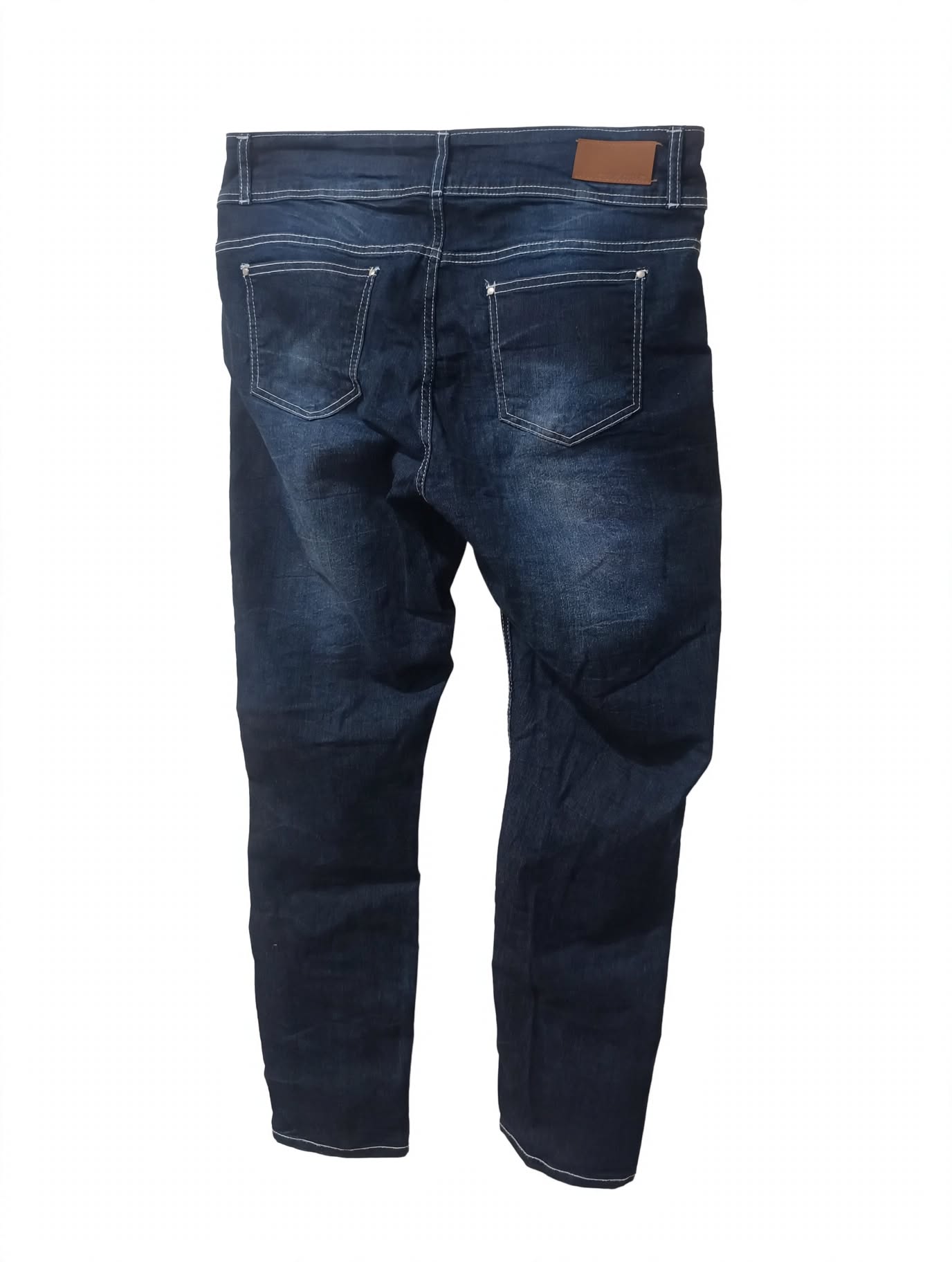 Jeans Janina Straight Dark Wash Cusături Albe – Mărimea 44