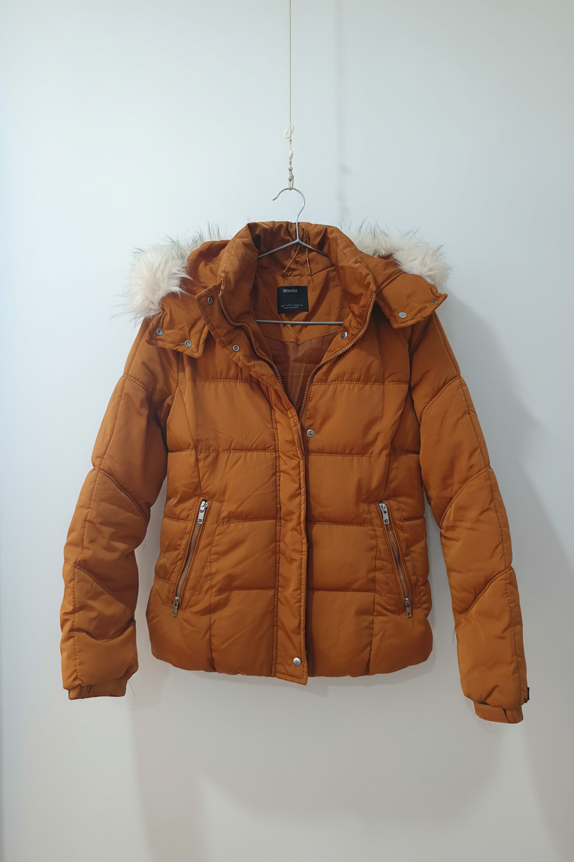 Geacă Puffer Caramel Bershka - Față