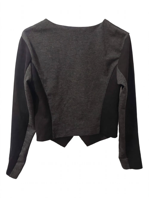 Blazer Bicolor Gri-Negru Fermoar Diagonal Asimetric Amisu
