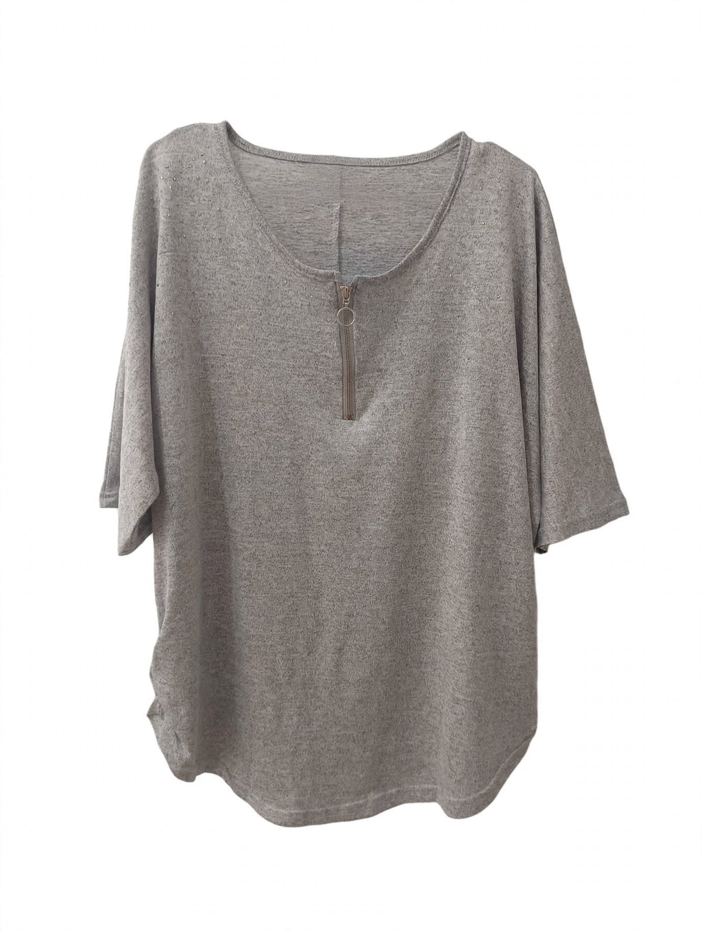 Top Janina Curve Gri Melanj Shimmer Batwing – Mărimea 48