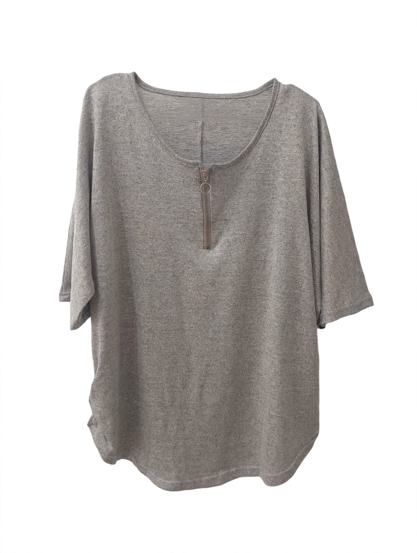 Top Janina Curve Gri Melanj Shimmer Batwing – Mărimea 48