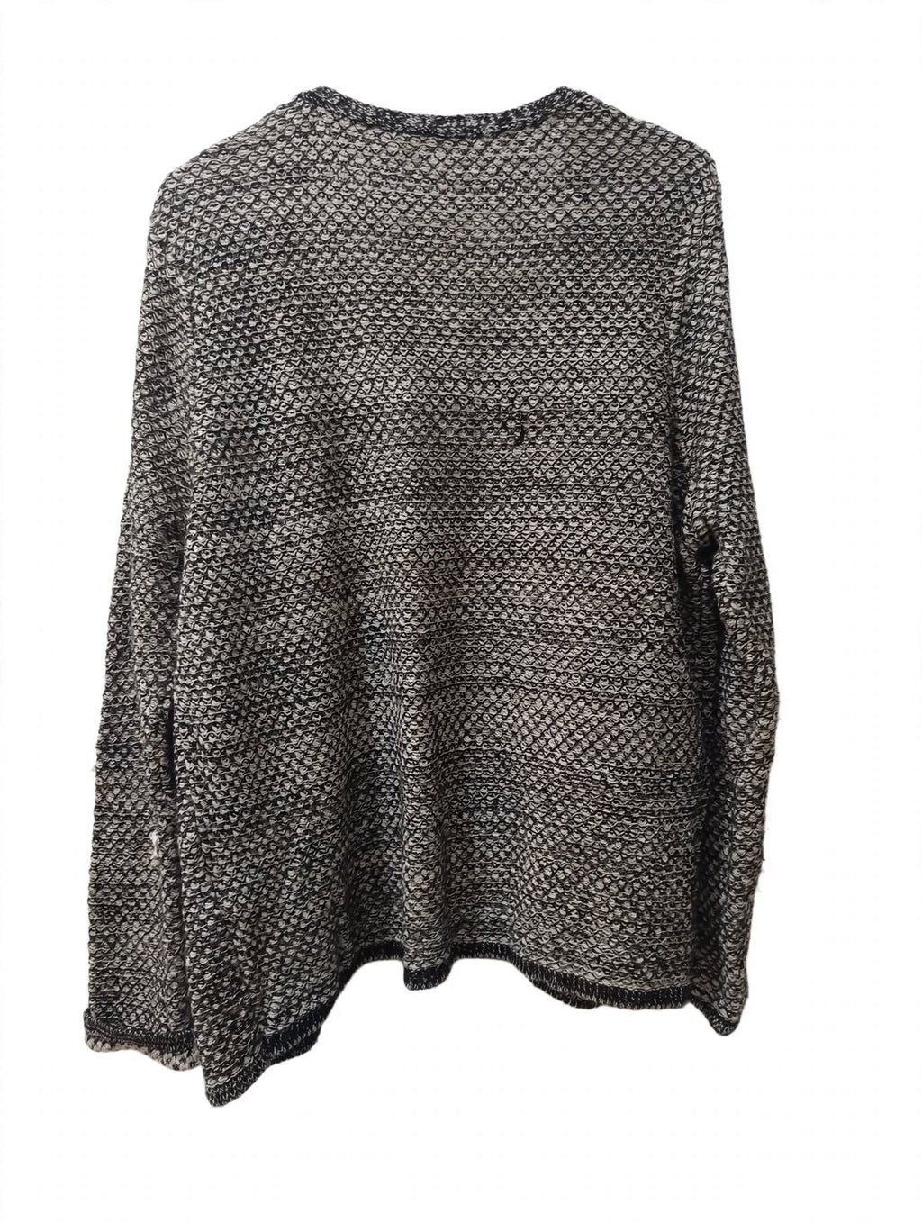 Cardigan Tricotat Negru-Alb Melanj cu Franjuri Atmosphere