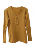 Bluză Galben Muștar Fermoar Auriu Half-Zip – Mărimea S/M