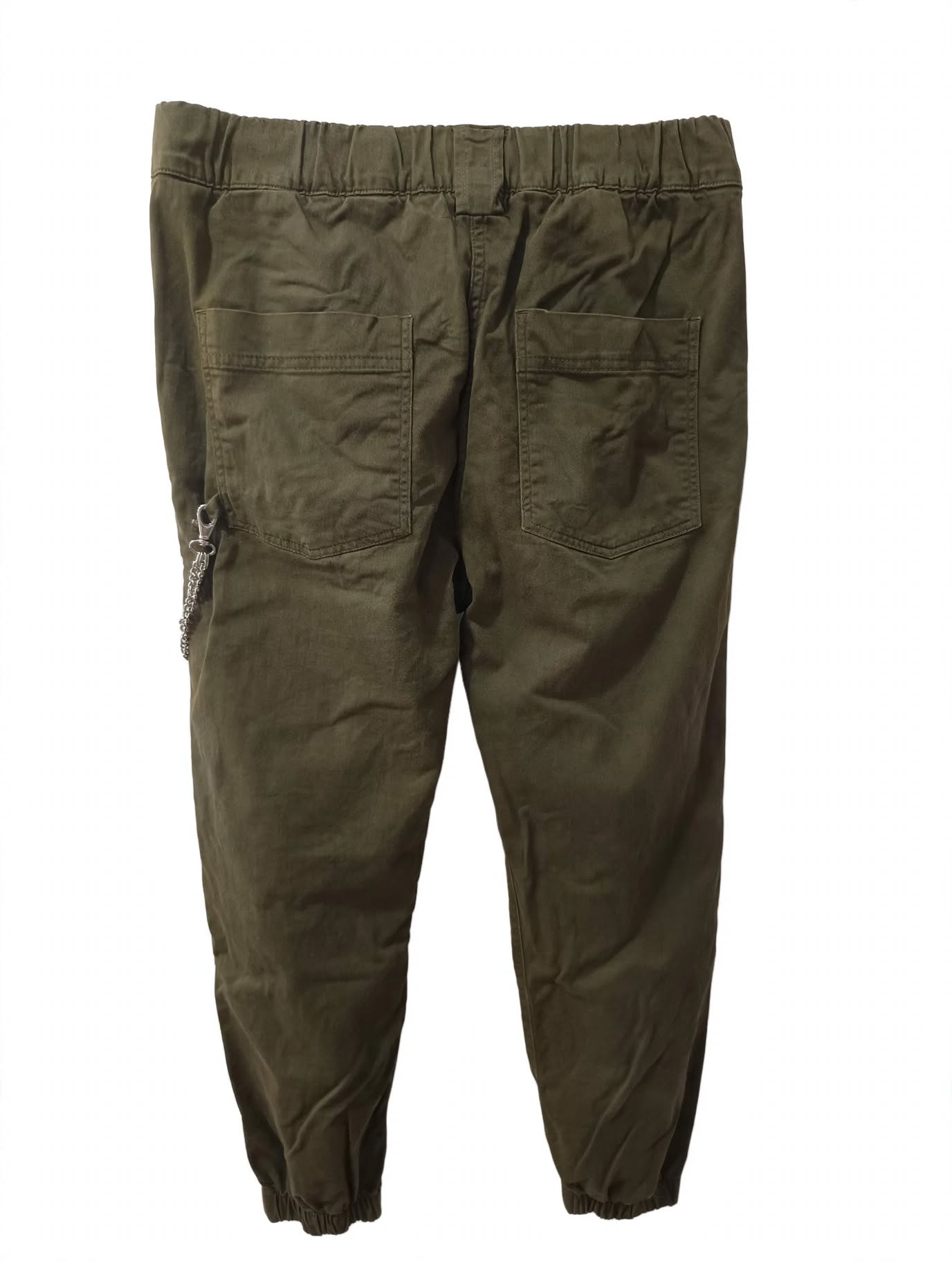 Pantaloni Jogger Kaki cu Lanț Decorativ Argintiu