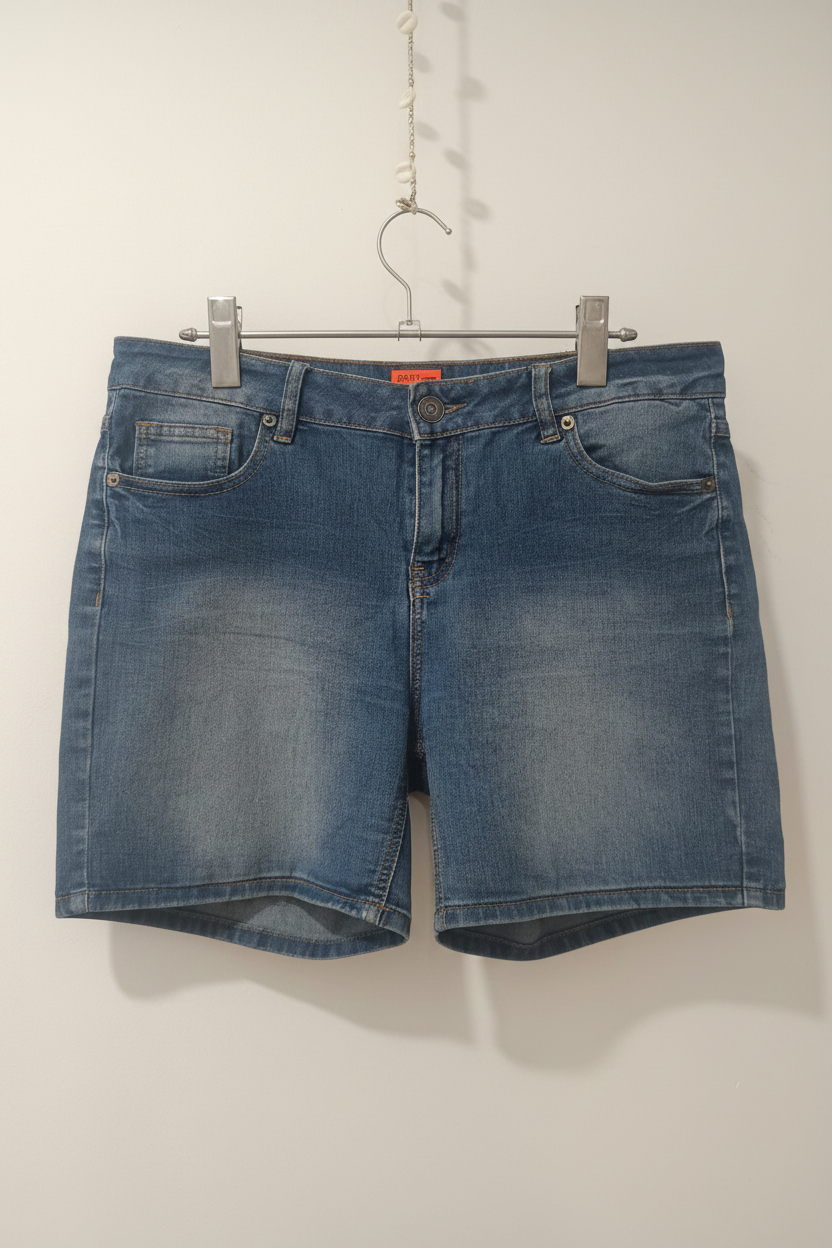 Pantaloni scurți denim față fundal alb