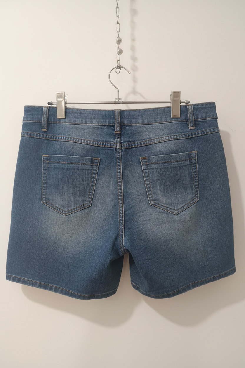 Pantaloni scurți denim spate fundal alb