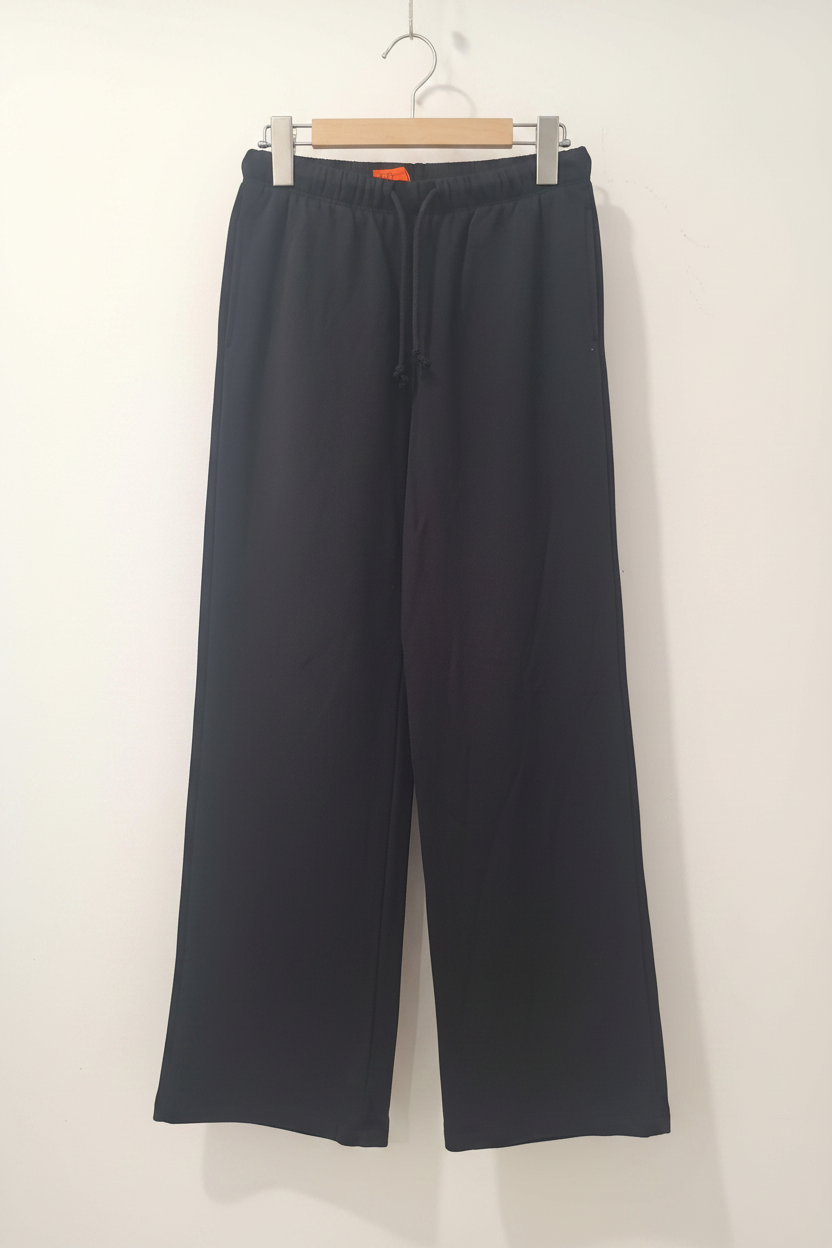 Pantaloni Wide-Leg Negri - Față