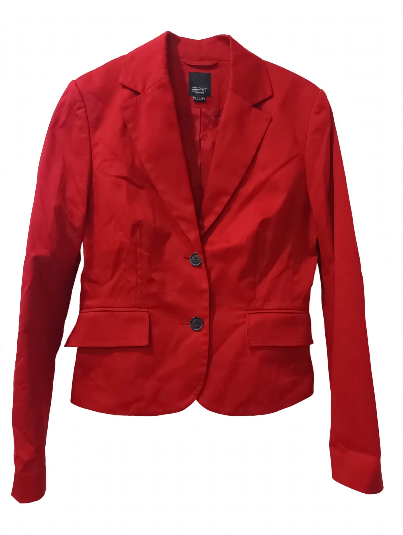 Blazer Roșu Aprins 98% Bumbac Nasturi Negri Esprit Collection
