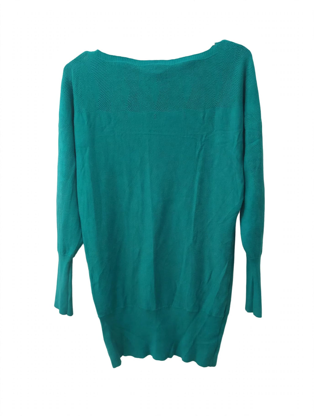 Pulover Tricotat Verde Turcoaz Strasuri Batwing – Mărimea S/M