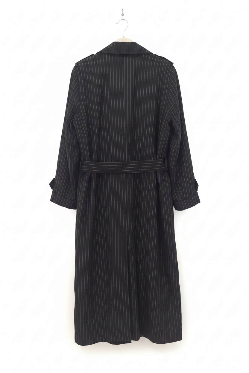 Trenci Negru Pinstripe - Spate