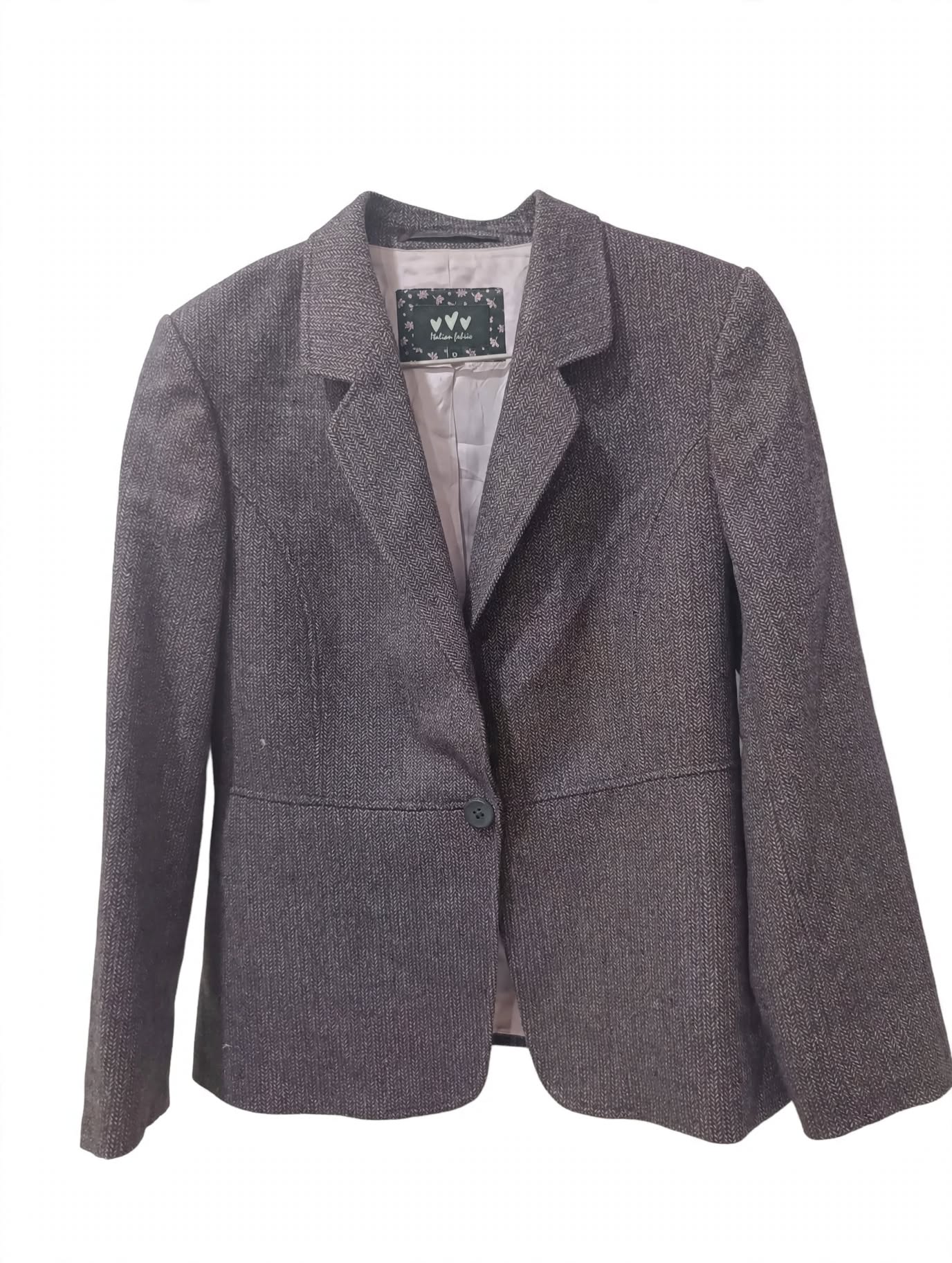 Blazer Tweed Lână 68% Mov-Maro-Roz cu Fir Metalic Italian Fabric